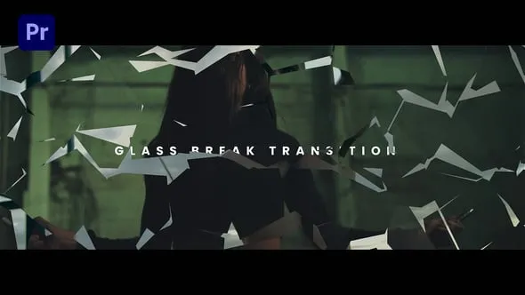 玻璃碎裂立体空间视差特效潮流转场过渡PR模板 Glass Break Transition