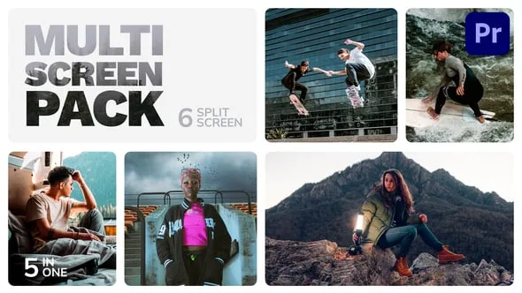 分屏动画组件制作多画面组合多屏幕PR模板 Multiscreen – 6 Split Screen