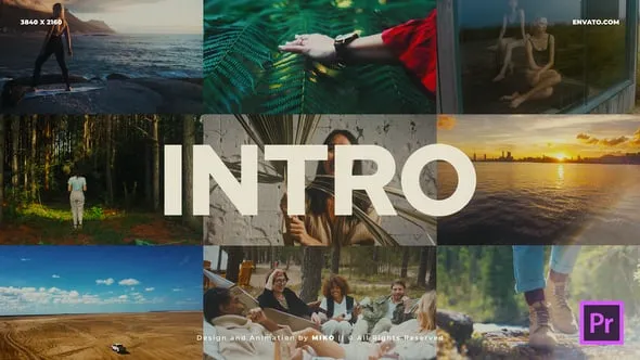 动态节奏跺脚风格快速照片墙标志介绍开场PR模板 Dynamic Intro Logo