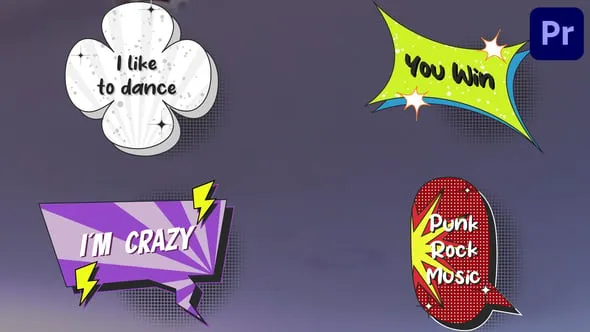 16组卡通语音气泡文字标题动画PR模板工程文件下载 Motion Titles for Premiere Pro