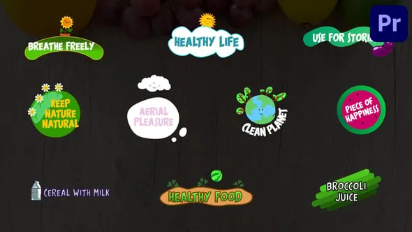 乡村振兴手绘动画卡通文字标题视频字幕20组PR模板工程文件下载 Cartoon Nature Titles for Premiere Pro