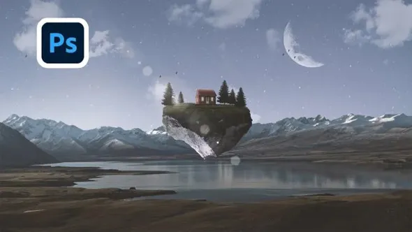 PS风景图像漂浮立体金属形状素材合成视频教程 Photoshop Compositing: Floating Metal Shapes