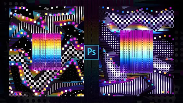 PS抽象图形复古氛围发光效果海报制作视频教程 Create a Retro Abstract Poster Using Photoshop