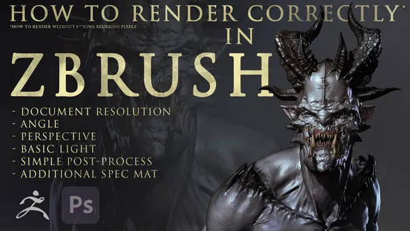 Zbrush数字雕刻高质量渲染技术训练视频教程 中文字幕 How to render correctly in ZBRUSH