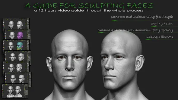 Zbrush超精细角色面部雕刻大师级视频教程 A guide for sculpting faces