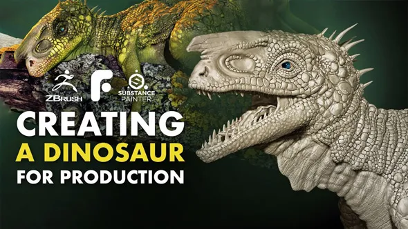 Zbrush逼真恐雕刻建模与贴图完整制作工作流程视频教程 Modeling & Texturing a Dinosaur for Production