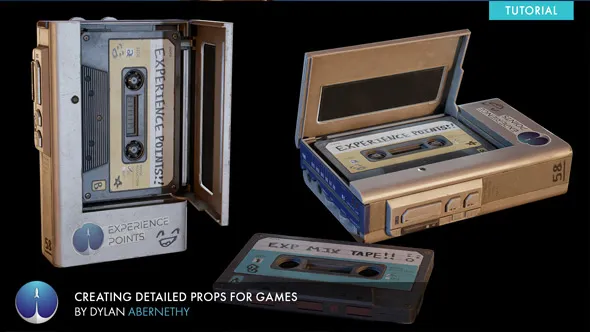 复古随身听硬表面建模与纹理化完整制作流程视频教程 Creating Detailed Props for Games