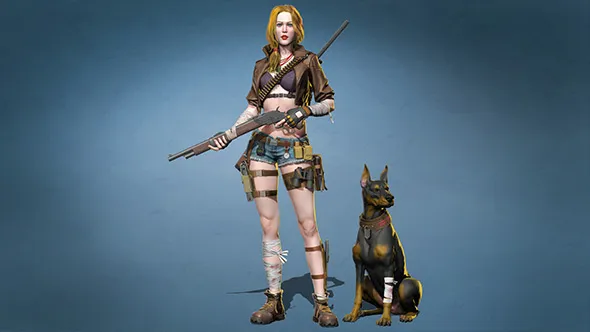 ZBrush战斗女孩与狗超完整制作流程视频教程 Girl and the Dog Creation in Zbrush