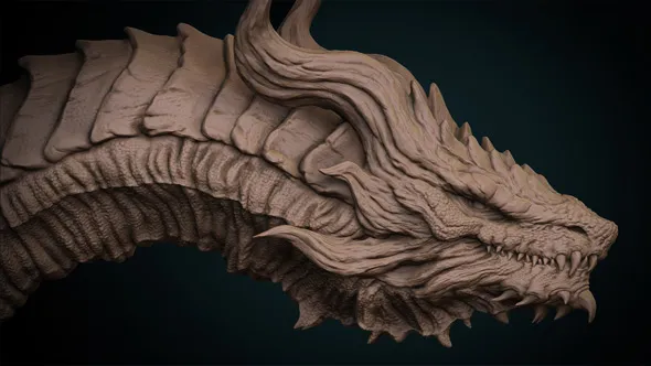 ZBrush巨龙头像雕刻建模概念设计完整训练视频教程 Dragon Concept in Zbrush