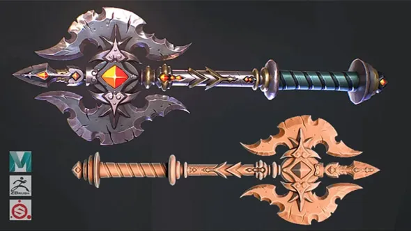Maya与Zbrush战斧游戏模型完整制作视频教程 Stylized Game Model Tutorial - Axe