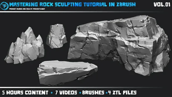 Zbrush超精细岩石雕刻制作全流程视频教程 Mastering Rock Sculpting Tutorial in Zbrush