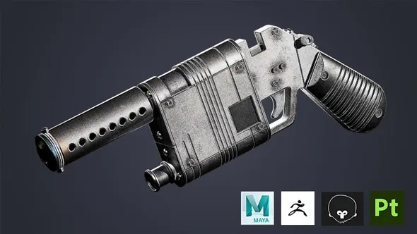 Maya和Zbrush游戏武器模型实例制作流程视频教程 Weapon modeling for games Using Maya and Zbrush