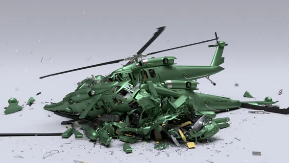 Houdini直升机坠落粉碎刚体变形制作工作流程视频教程 RIGIDS III - VEHICLE DEFORMATION