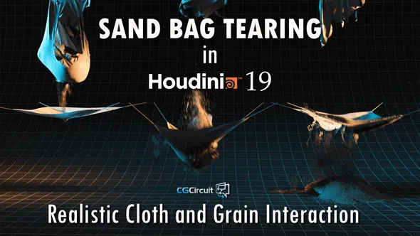 Houdini沙袋下坠撕裂特效实例制作视频教程 Sand Bag Tearing in Houdini