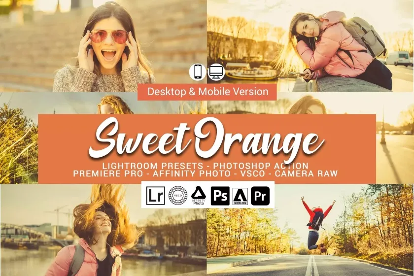 秋季甜橙色电影人像Lightroom预设/PS动作/与电影LUT Sweet Orange Lightroom Presets