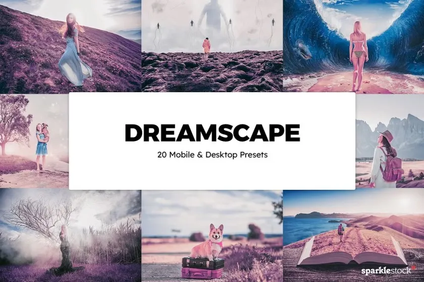 奇幻仙境人像Lightroom预设/手机APP滤镜/旅行Vlog视频调色LUT预设 20 Dreamscape Lightroom Presets LUTs