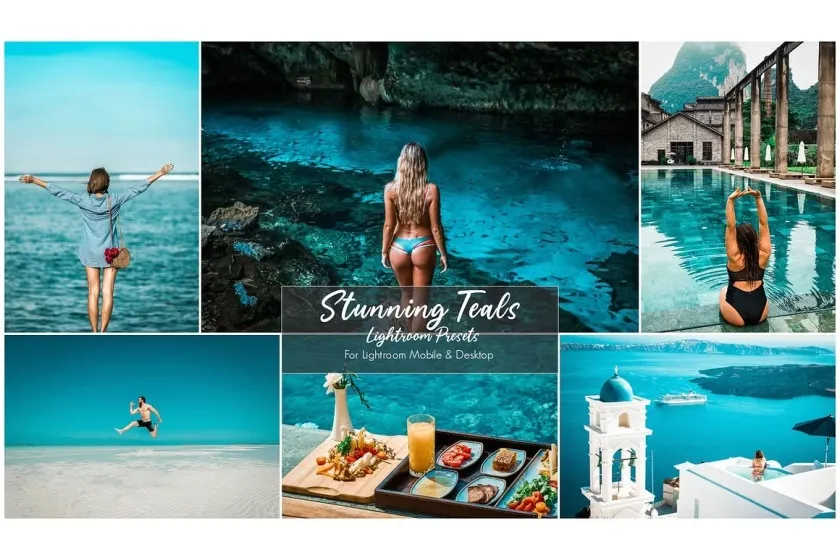 旅拍风光人像深青色调LR预设/APP预设 Stunning Teals Lightroom Presets