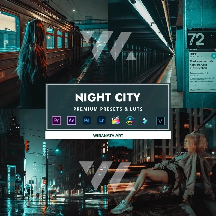 城市夜晚Lightroom预设和视频Luts调色预设 Night City premium presets & Luts