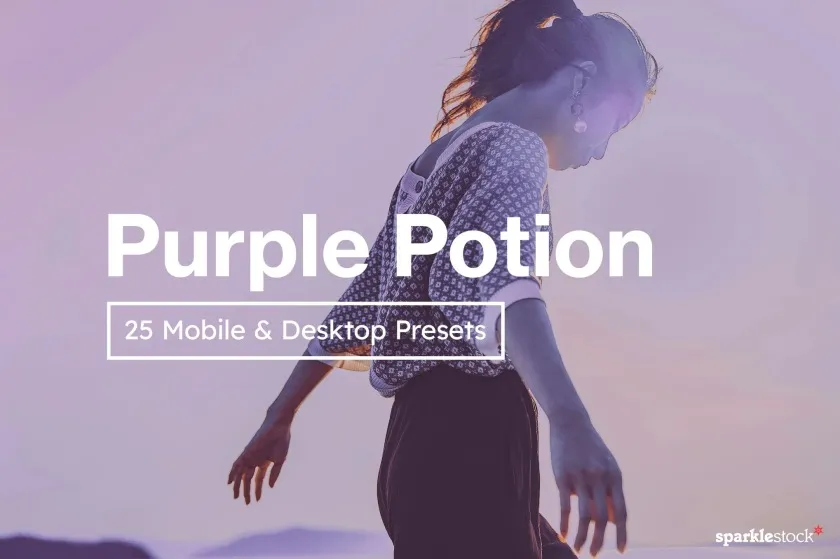 紫色调INS人像Lightroom预设和LUT调色预设 25 Purple Potion Lightroom Presets and LUTs