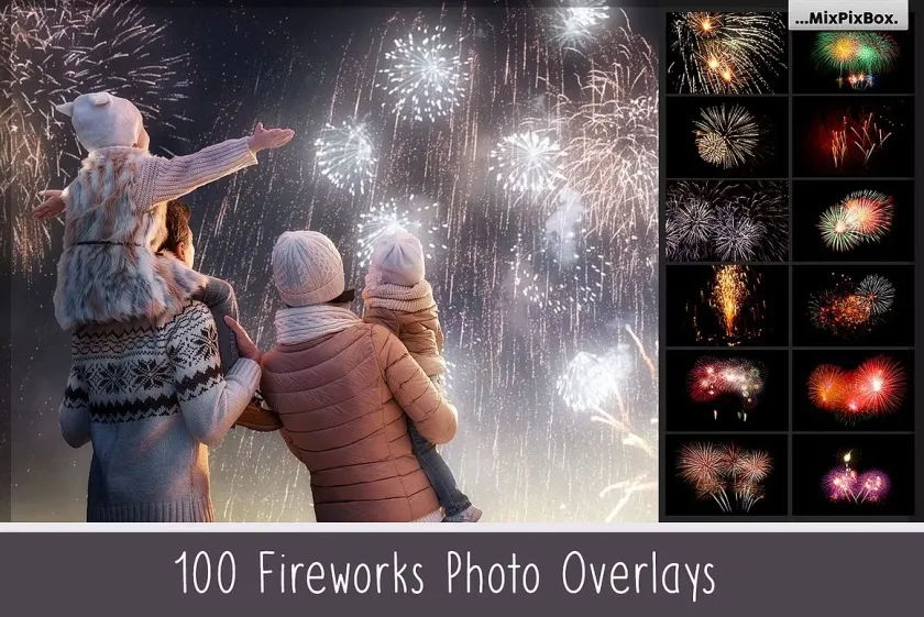 100+高清烟花烟火叠加合成前景素材 附视频教程 100 Fireworks Overlays