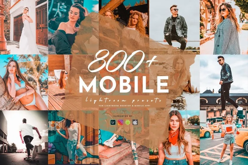 800+Vlog时尚旅拍夜景扫街胶片人像手机移动APP调色LR预设合集 800 Plus Lightroom Mobile Presets Pack
