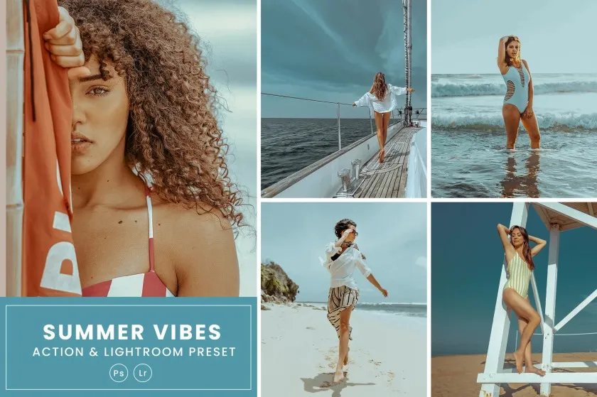 夏季清新胶片写真人像PS动作及Lightroom预设 Summer Vibes Action & Lightrom Presets