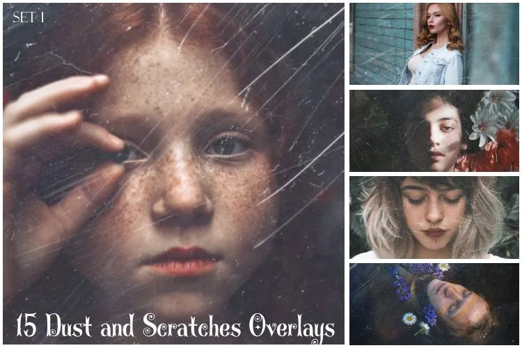 15张复古仿旧灰尘划痕胶片摄影合成特效照片叠加素材 Dust And Scratches Film Overlays
