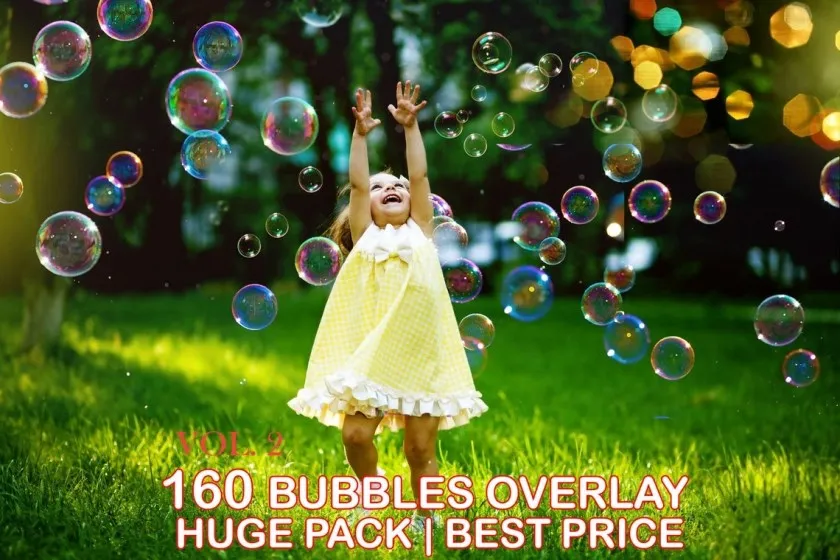 160张五彩梦幻泡泡水泡气泡肥皂泡照片合成叠加素材 160 Bubbles Photoshop Overlays