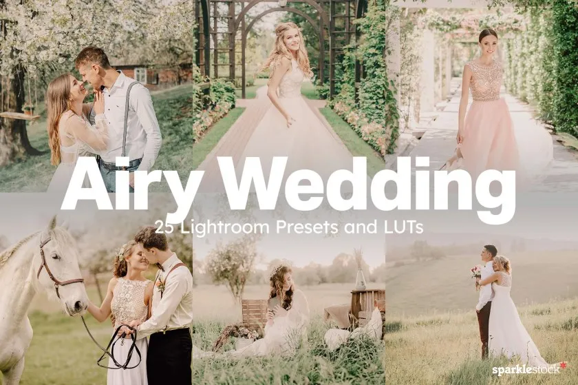 轻盈婚礼跟拍电影胶片Lightroom预设及婚礼MV视频调色LUT预设 Airy Wedding Lightroom Presets LUTs