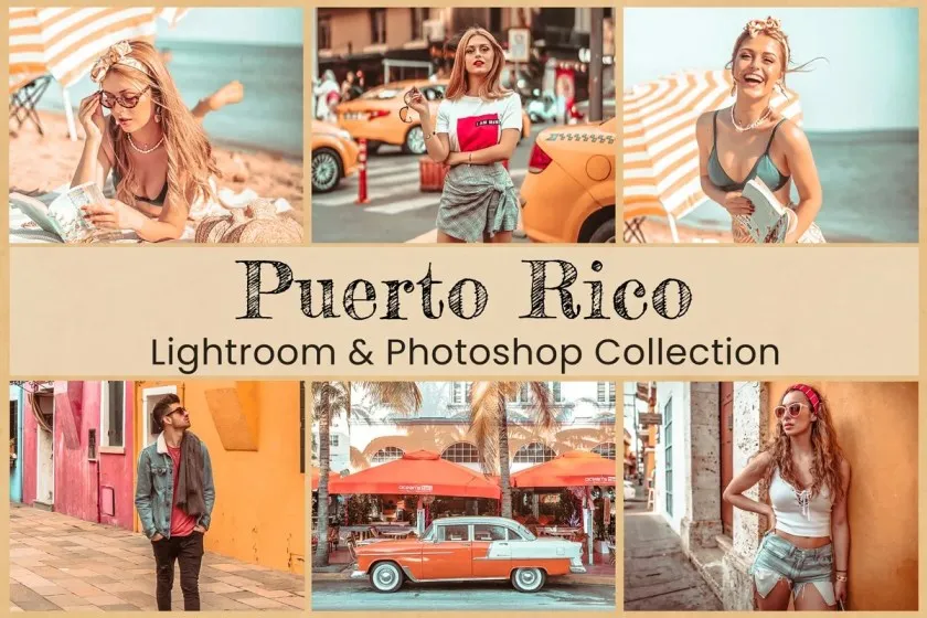 波多黎各旅拍人像Lightroom预设 Mobile Lightroom预设 Photoshop Actions ACR预设 10 Puerto Rico Photo Editing Collection