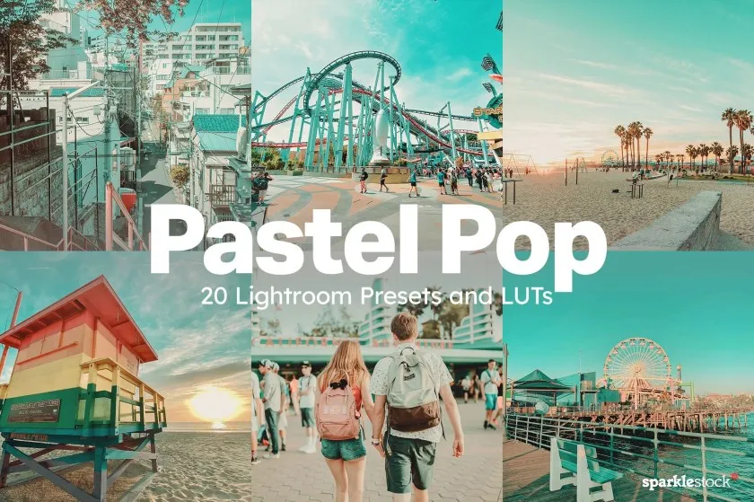 流行清新粉彩人像AI人工智能Lightroom预设及电影调色LUT预设 20 Pastel Pop Lightroom Presets and LUTs