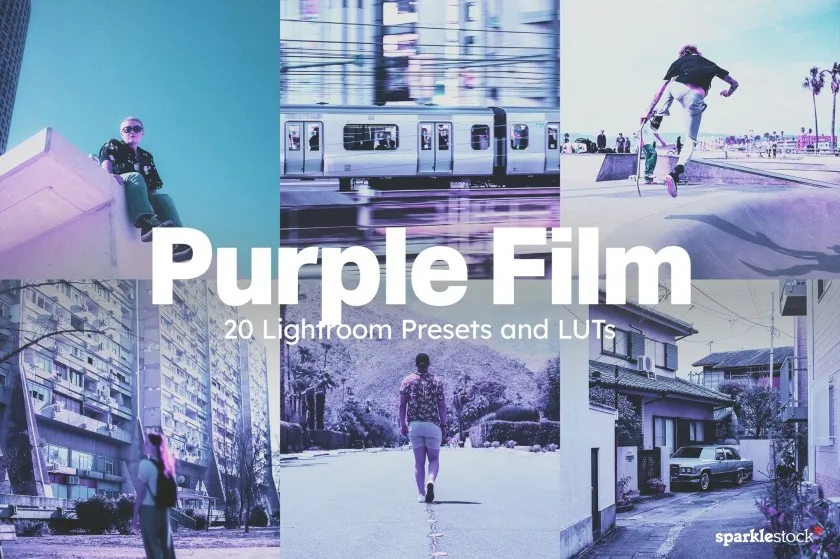超现实紫色梦幻电影AI人工智能Lightroom预设及电影LUT预设 20 Purple Film Lightroom Presets and LUTs