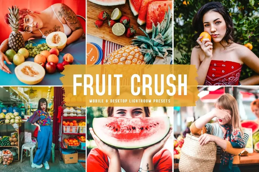 可爱而美丽夏季色调Lightroom预设与移动LR预设 Fruit Crush Lightroom Presets