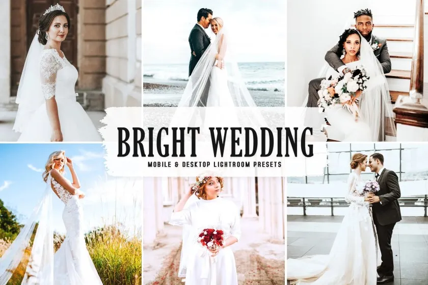 明亮通透婚礼婚纱Lightroom预设与移动LR预设 Bright Wedding Mobile & Desktop Lightroom Presets