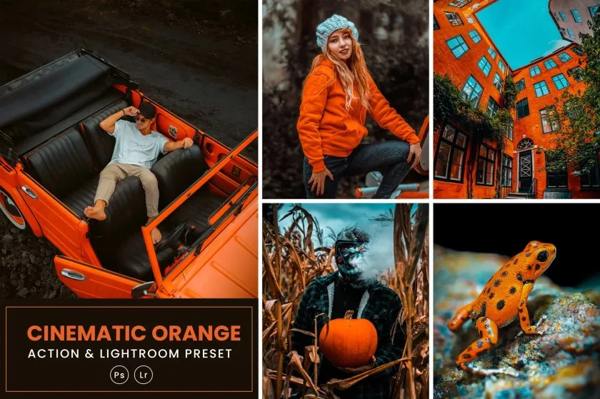 时尚博客电影橙色调 Lightrom预设及PS动作 Cinematic Orange Lightrom Presets