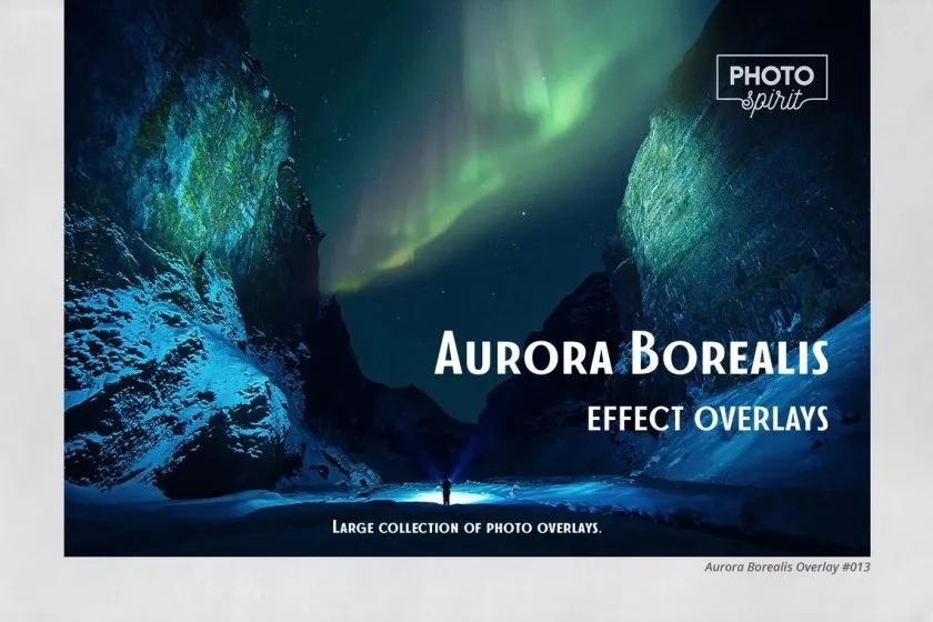 22种北极极光夜景天空合成叠加高清图片素材 Aurora Borealis Effect Overlays