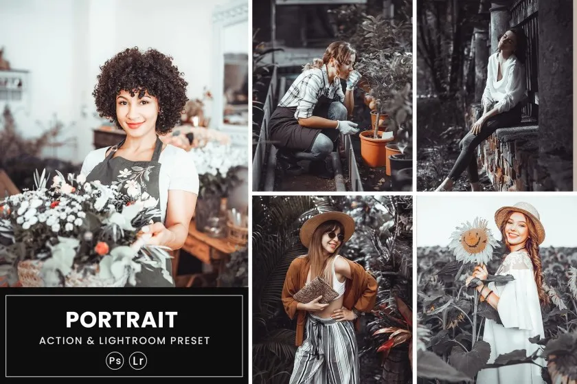 高级灰厚重暗色调人像调色Lightroom预设与Photoshop动作XMP预设 Portrait Photoshop Action & Lightrom Presets