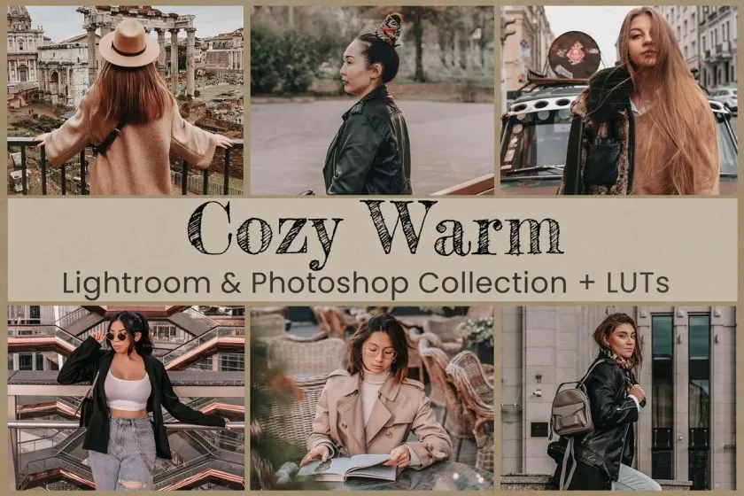 10款温暖柔和波西米亚完美肤色人像旅拍摄影Lightroom预设LUT预设 Cozy Warm Lightroom Photoshop LUTs