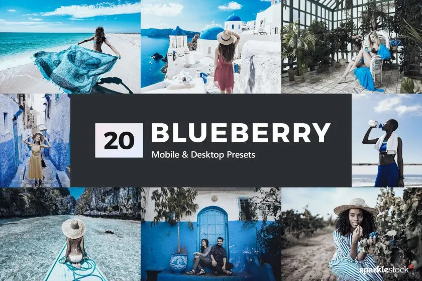 旅拍电影般的蓝色调Lightroom预设/APP滤镜/LUT预设 20 Blueberry Lightroom Presets & LUTs