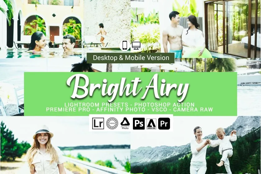 明亮通透人像LR预设PS动作和电影级LUT预设 Bright Airy Lightroom Presets