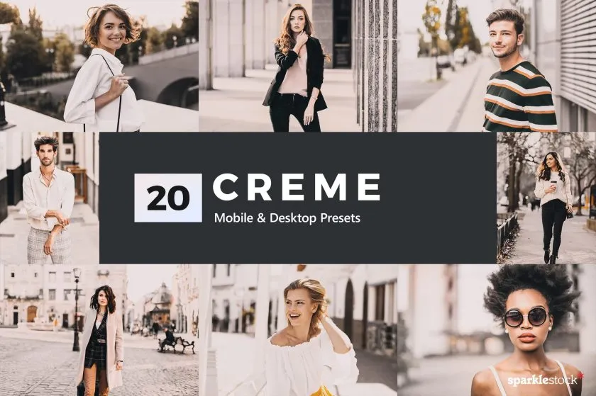 现代感复古感电影胶片Lightroom预设Capture One预设和视频调色LUT预设 20 Creme Lightroom Presets & LUTs