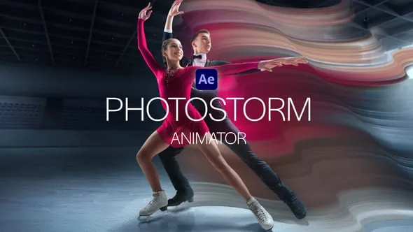 超炫酷的3D照片图像拉伸流动拖尾视觉特效AE/PR模板 PhotoStorm Animator