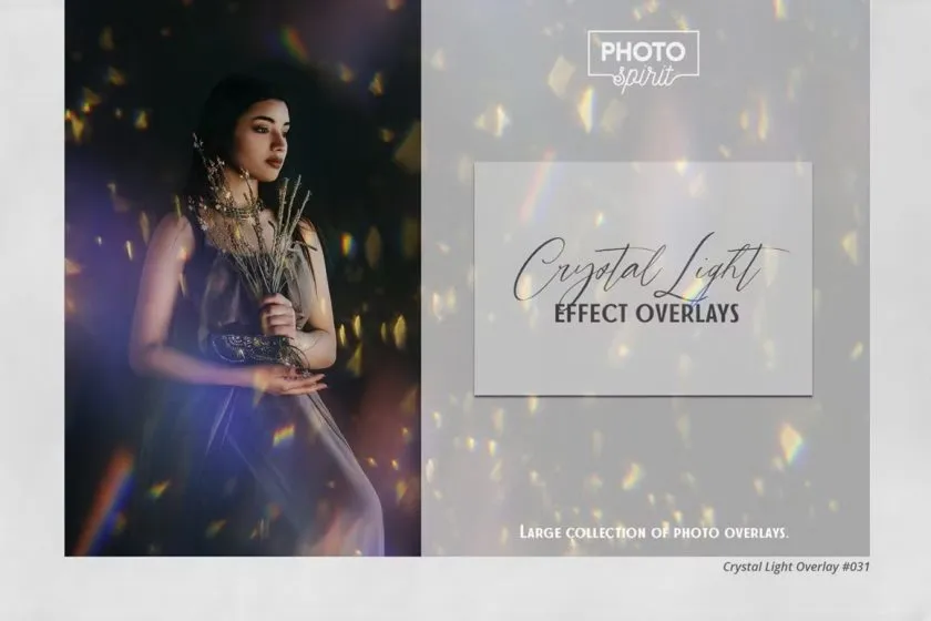 41张水晶透镜光线折射炫彩光斑照片叠加合成素材 Crystal Light Effect Overlays