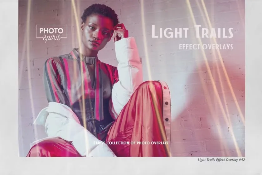 48个华丽镜头光线痕迹拖尾特效照片叠加合成素材 Light Trails Overlays Effect