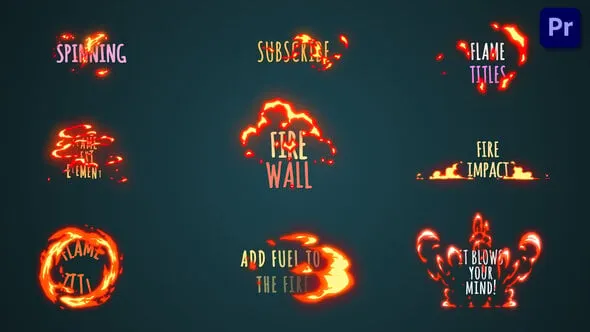 卡通火焰燃烧特效文字标题视频字幕PR模板 Fire Cartoon Titles