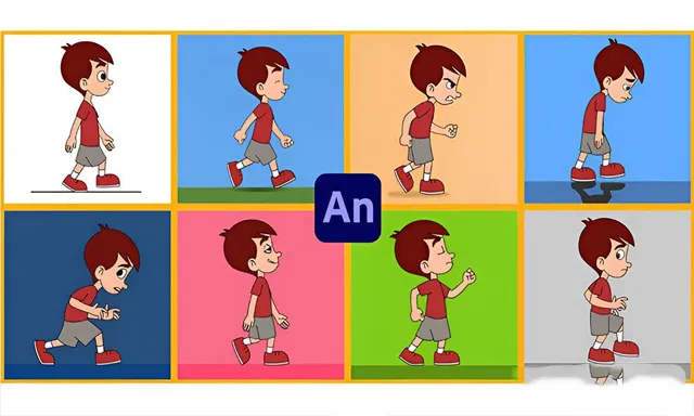 Adobe Animate卡通角色姿态行走动画制作视频教程 Learn to Animate Character Attitude Walks in Adobe Animate