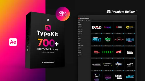 700+潮流时尚社交媒体动态图文品牌LOGO排版标题背景包装动画AE脚本 Typo Kit Animated Titles v.2