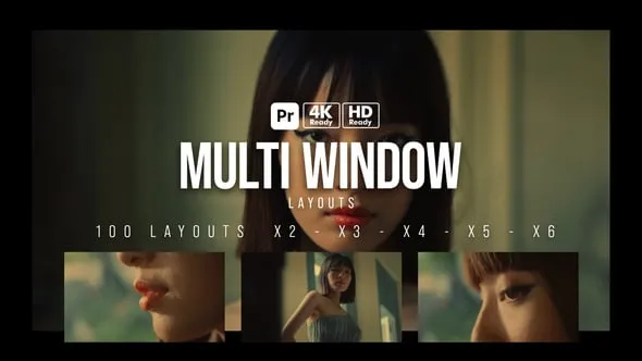 100种视频多画面窗口布局排版展示动画PR脚本 Multi Window Layouts for Premiere Pro