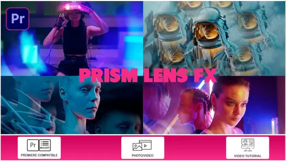 Prism Lens FX PR模板镜头棱镜梦幻眩光效果多画面重叠下载