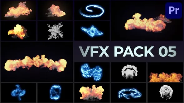 爆炸能量火焰薄雾蒸汽粒子逼真元素效果PR模板VFX Elements Pack下载 VFX Elements Pack 05 for Premiere Pro